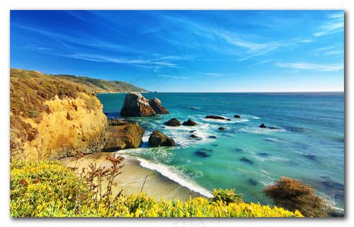 海洋,湖泊,油画,图画,瀑布,加利福尼亚大苏尔