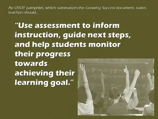 教育明信片：“使用评估来指导说明，指导下一步，...”