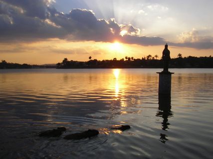 天空,湖泊,霞光,海洋,飞机,水豚-巴西贝洛哈里桑塔