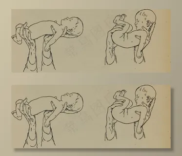 ,简笔画,工笔画,五禽戏,,图片来自“个人卫生和家庭护理：家庭和学校使用的女孩和妇女的实用文字”的第217页（1919年）