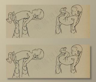 ,简笔画,工笔画,五禽戏,,图片来自“个人卫生和家庭护理：家庭和学校使用的女孩和妇女的实用文字”的第217页（1919年）