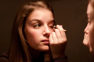 电话,人物特写,美女,复古相机,眼镜,Ele-化妆