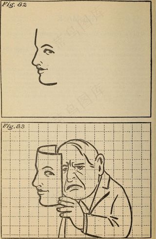 图画,工笔画,卡通动漫人物,简笔画,文字图片,“蜡笔和性格：通过眼睛和耳朵或用彩色粉笔进行十分钟的交谈可以清楚地看出真相”的第137页图片（1913）