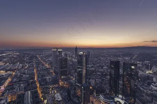 都市夜景,城市夜景,山峦,灯,黄昏,法兰克福