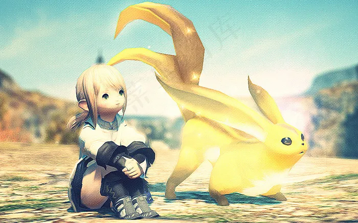 彩色动漫,卡通动漫人物,图画,油画,FF14