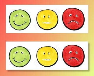 绿色，黄色和红色笑脸