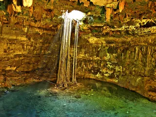 洞穴溶洞,生态林,瀑布,油画,枫树,告示