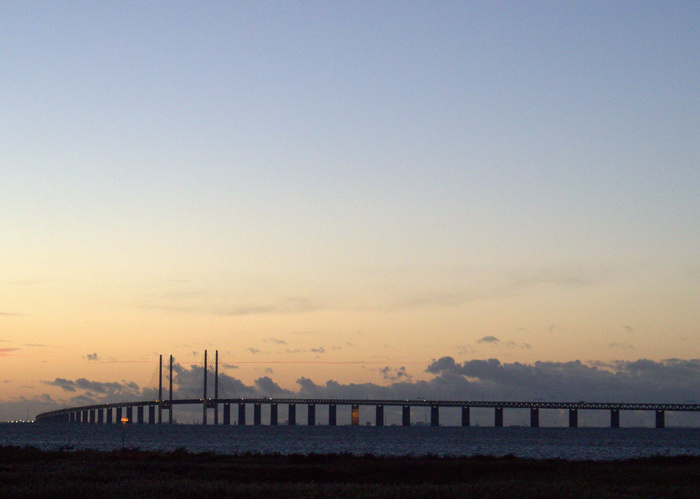 天空,港口码头,树,桥梁,风景,马尔默Öresundsbron-瑞典