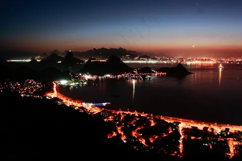建筑夜景,都市夜景,天空,夜景照明,山峦,O Rio de Janeirocontina lindo