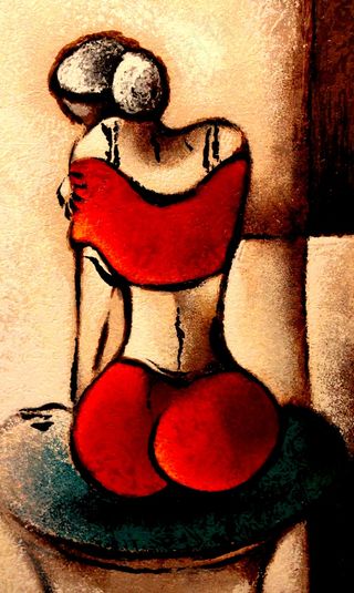 卡通动漫人物,图画,沙发,油画,工艺品,艺术品＃每日拍摄＃红色