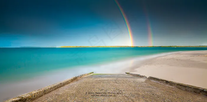 雨后的彩虹,海洋,卷积云,天空,北极光,双彩虹