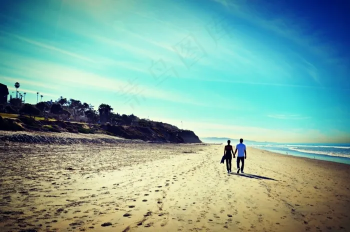 沙漠,天空,海洋,湖泊,戈壁,在沙滩上散步...