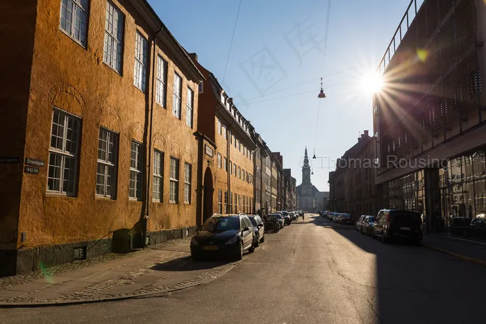 街道,城市街道,巷道,建筑,海洋,斯特兰加德