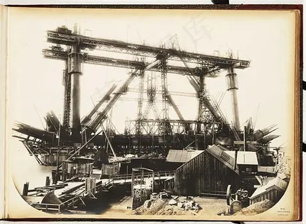 轮船,卡通动漫人物,版画,图画,军舰,Forth桥的建设:从城堡废墟上的风速计在Inchgarvie进行工程 轮船,卡通动漫人物,版画,图画,军舰,Forth桥的建设:从城堡废墟上的风速计在Inchgarvie进行工程