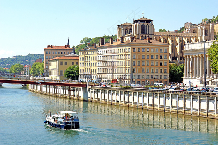 建筑,江河,海洋,居民楼,轿车,France-003041-索恩河