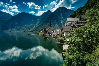 草原,天空,卡通动漫人物,峡谷,树,哈尔施塔特经典