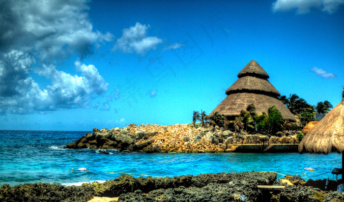 海洋,历史遗迹,自然/人文景观,湖泊,寺塔,Palapa en Xcaret