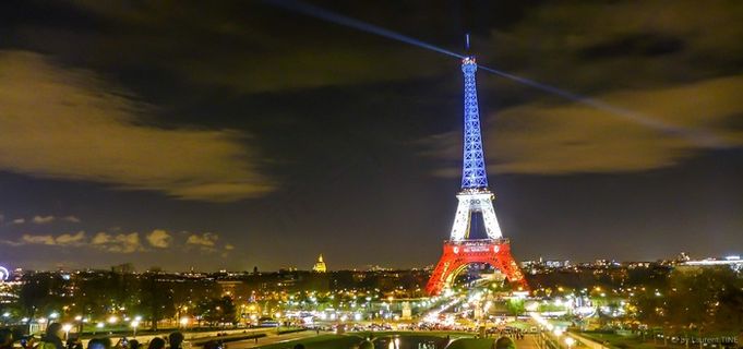 建筑,都市夜景,街灯,夜景照明,树,Laurent T的“ Bleu Blanc Rouge de la Tour埃菲尔铁塔”巴黎圣母院
