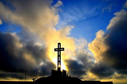 天空,霞光,建筑,公路,,复活节十字