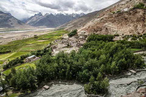 山峦,冰雪,峡谷,树,三关口,印度