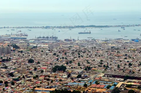 巷道,居民楼,海滨,街道,风景,从安妮·克里的飞机抵达安哥拉时可以看到罗安达港口