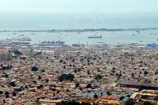 巷道,居民楼,海滨,街道,风景,从安妮·克里的飞机抵达安哥拉时可以看到罗安达港口