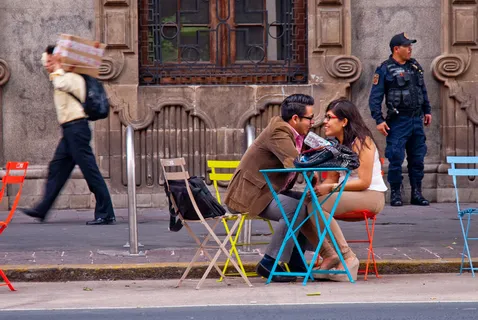 街道,冰车,合照,自行车,女孩,墨西哥城夫妇