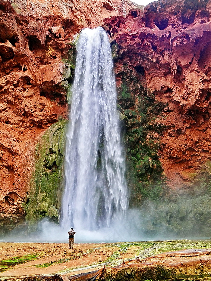 瀑布,湖泊,树,峡谷,工艺品,Mooney Falls-埃里克（Eric）射出雾气-我不那么疯狂（这次）