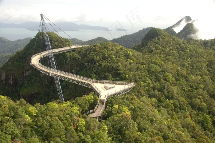 长城,山峦,城楼,桥梁,树,兰卡威天桥