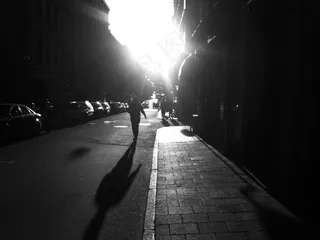 城市街道,巷道,路灯,街灯,地下通道,走路说话