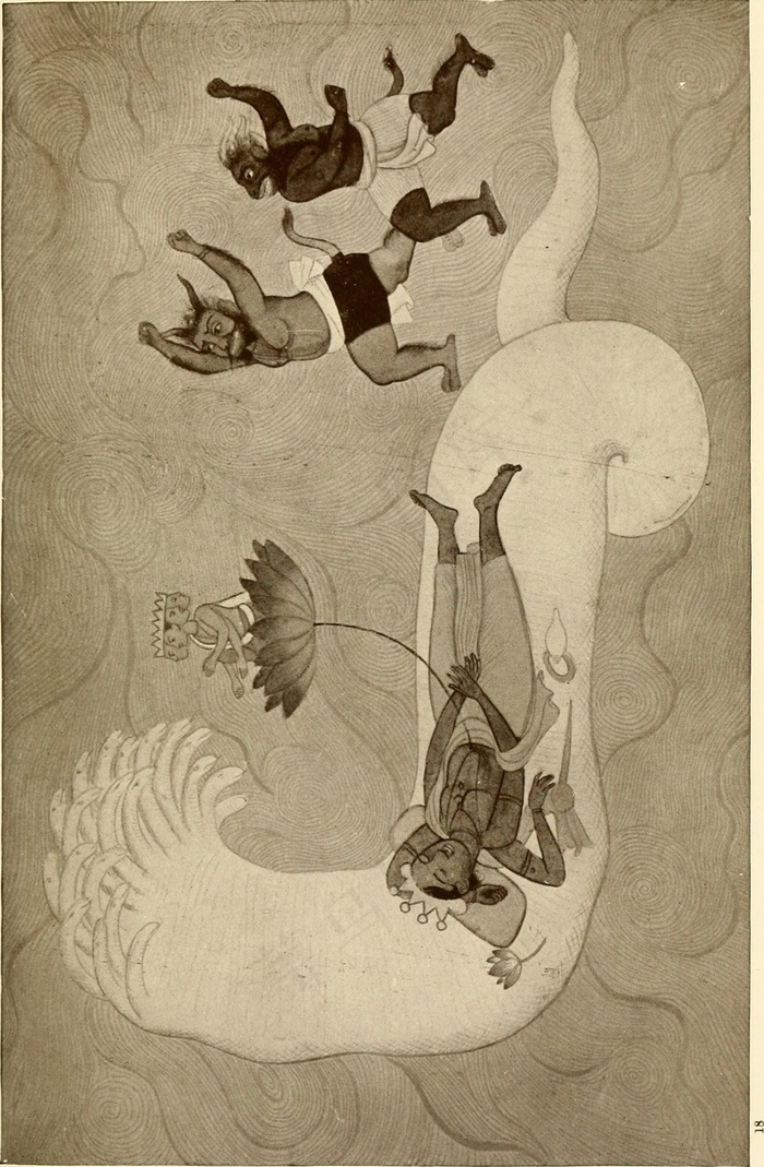 卡通动漫人物,图画,工笔画,绘画,五禽戏,图片来自“印度神话和传说”（1943年）第194页