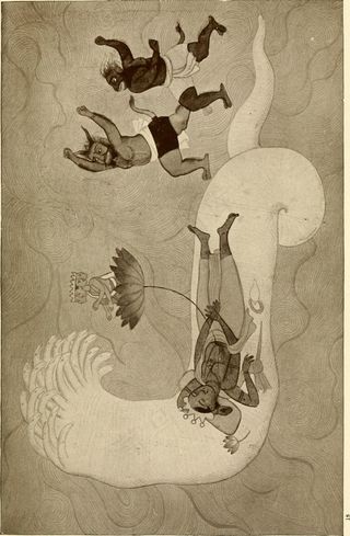 卡通动漫人物,图画,工笔画,绘画,五禽戏,图片来自“印度神话和传说”（1943年）第194页