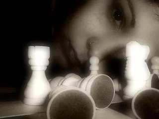 棋子,钢笔画,国际象棋,保龄球,瓶子,她整天都在世界象棋下棋