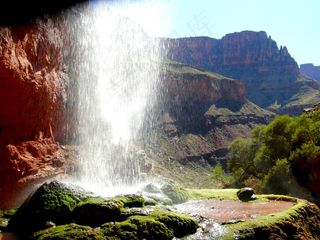 瀑布,树,山峦,江河,盆栽植物,大峡谷-丝带瀑布背后