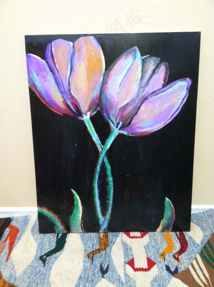 玫瑰花,花卉,油画,羽毛,水晶工艺品,Tawfiq的地毯：您帮助我在我的土地上创造了天堂（2012）