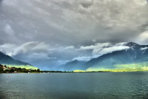 湖泊,海洋,天空,卷积云,山峦,科莫湖森伯斯特 湖泊,海洋,天空,卷积云,山峦,科莫湖森伯斯特