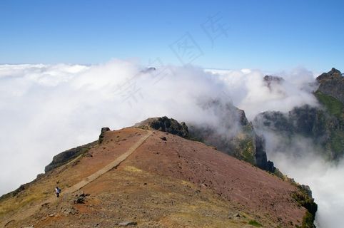 山峦,天空,长城,云雾,风景,Madère：randonéeau sommet