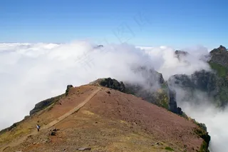 山峦,天空,长城,云雾,风景,Madère：randonéeau sommet