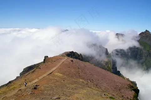 山峦,天空,长城,云雾,风景,Madère:randonéeau sommet 山峦,天空,长城,云雾,风景,Madère:randonéeau sommet