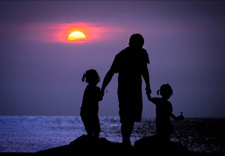 天空,矢量剪影,影子舞,月夜,父亲