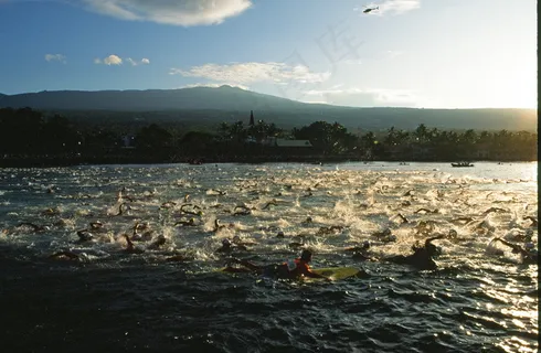 湖泊,海洋,海鸥,天空,江河,“夏威夷铁人……游泳开始……科纳……大岛”