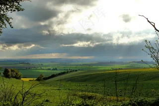 草原,天空,树,山峦,风景,戈多雷在巴尔多克