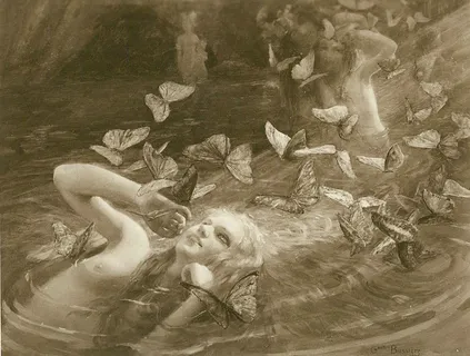 加斯顿·布西耶(Gaston Bussiere)(法国,1862-1929年),“若虫”,1910年 加斯顿·布西耶(Gaston Bussiere)(法国,1862-1929年),“若虫”,1910年