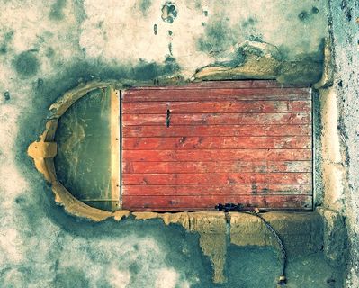 门,砖红色,锁,隔热砖,油画,门