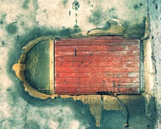 门,砖红色,锁,隔热砖,油画,门