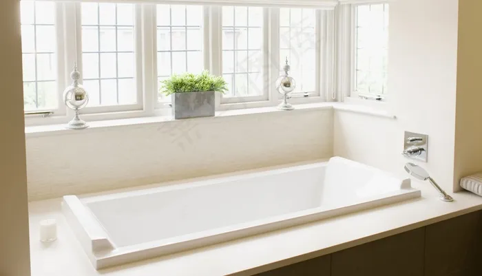 室内一角,床,窗,浴缸,窗户,内饰