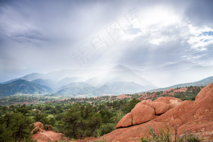 山峦,峡谷,天空,花海,风景,众神谷花园