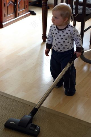 男孩,地板砖,女孩,,胡琴,真空吸尘