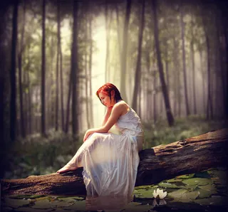 油画,,女孩,,仙女河