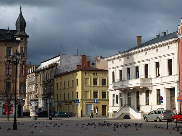 建筑,寺塔,居民楼,城市街道,江河,Nowy Rynek Torun